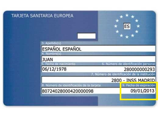 caducidad tarjeta sanitaria europea